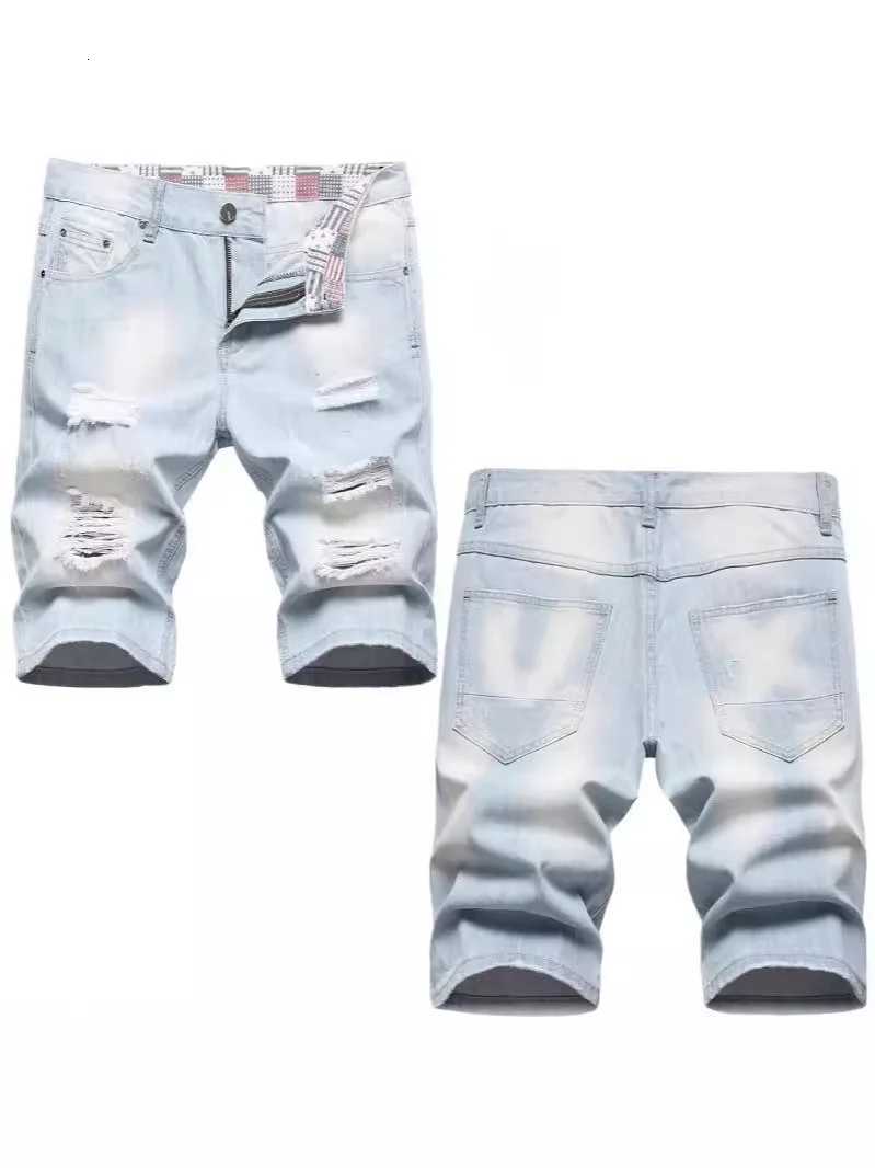 2024 New Summer Shorts Jeans Men Denim Pants Stretch Dark Blue Fashion Design Mens Jeans Slim Straight Male Short Jeans HombreXJ251025