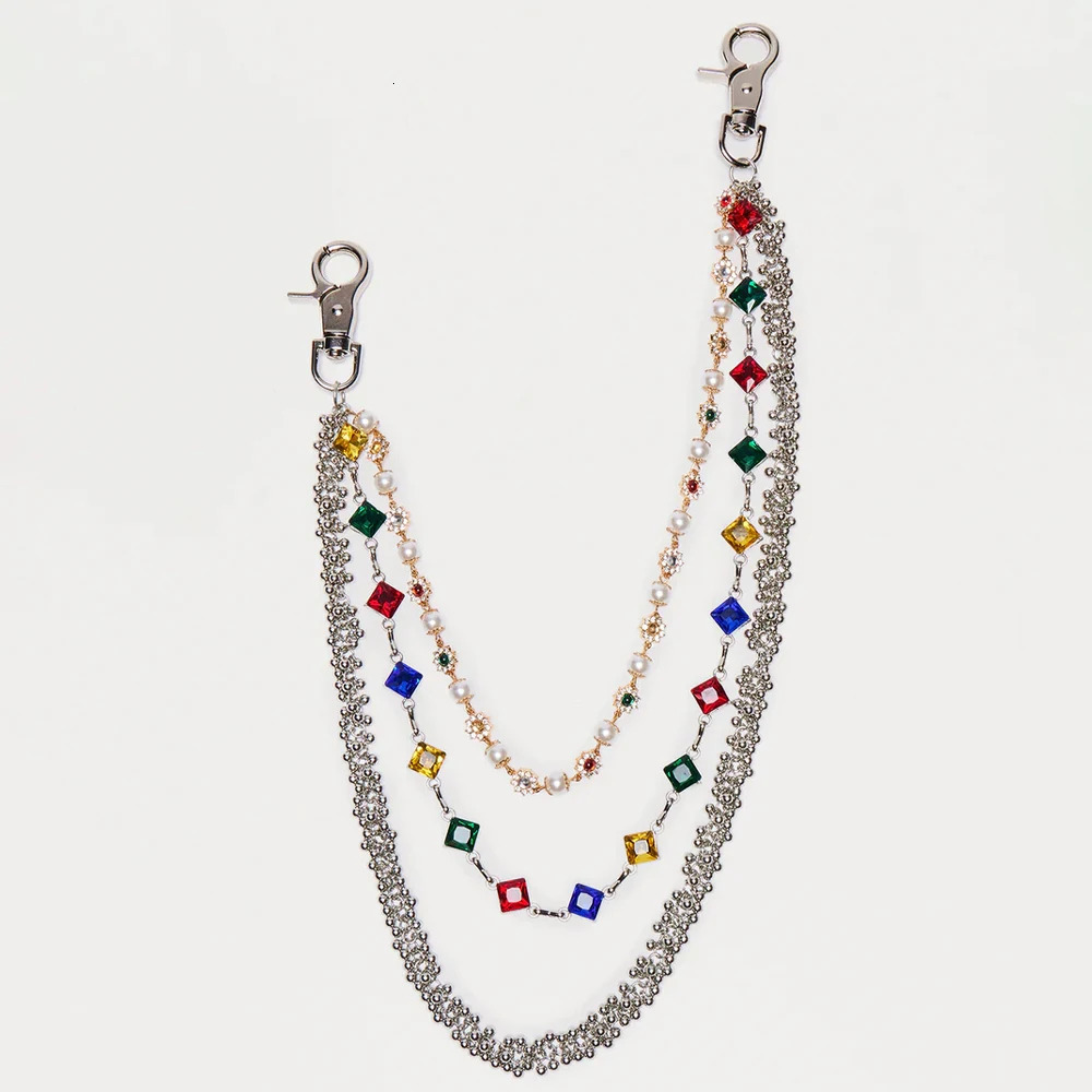 Hip Hop Multilayer Rhinestone Pants Chain Jewelry for Women Men Fashion Grunge Rock Jeans Keychain Wallet Bag Accessories 251023