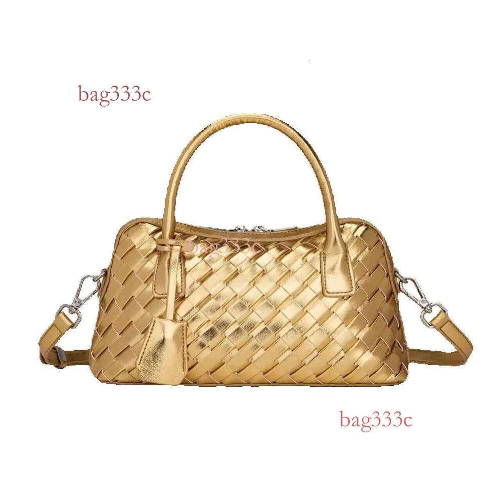 Bao Die Jia New Handmade Woven Bowling For Women Fashionable Versatile Commuting High-End Feel Single Shoulder Crossbody Bag Cowhide Woven Bag