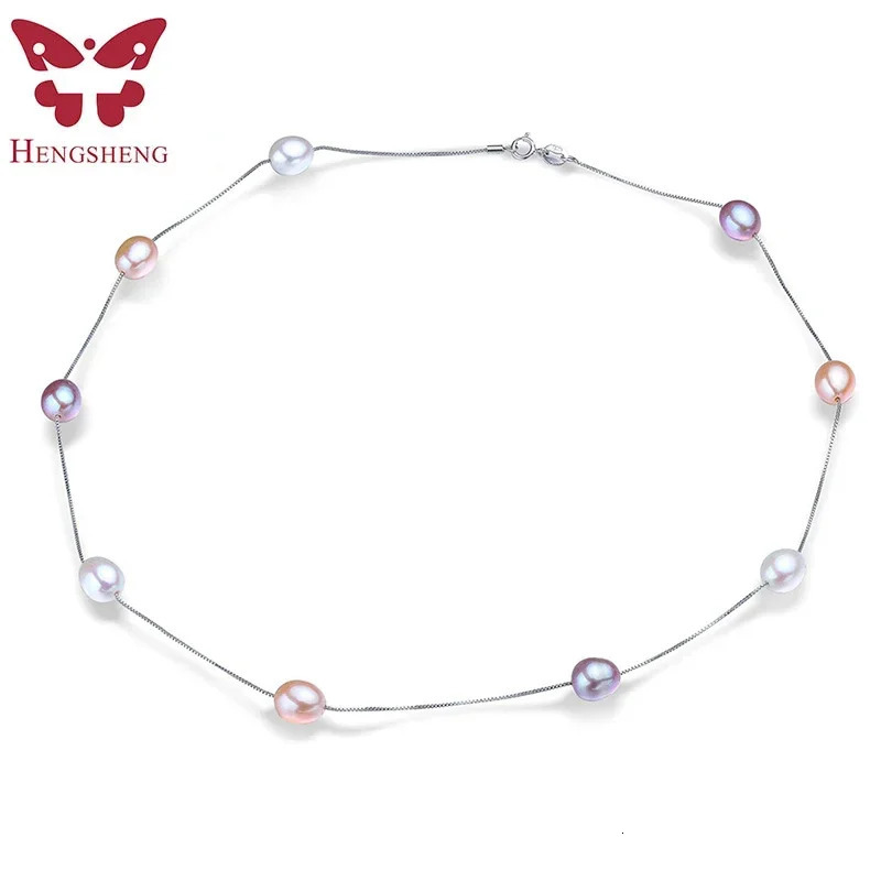 HENGSHENG 45cm AAAA Natural Freshwater Pearl Chains Necklaces For Women Fashion S925 Silver White Pink Purple Real Pearl Jewelry 251016