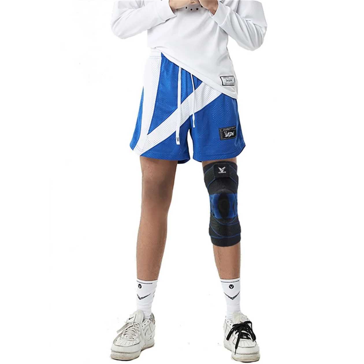 1PC Men Compression Crossfit Rodilleras Elastic Sport Knee Sleeve with Long Straps Black Blue Knee Brace with Silicone Gel Y251024