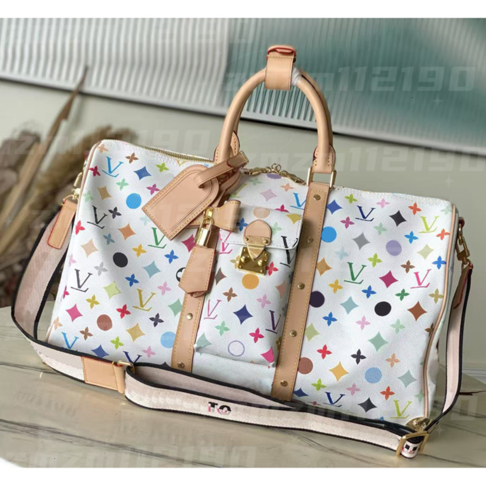 zmzm Duffle Bag Large Tote Travel Bag Designer Takashi Murakami Colorful flower waterproof Duffel Bag Womens Mens Carry on Luggage Handbag Crossbody Weekend Bag