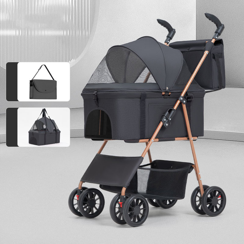 Portable folding pet stroller for small and medium-sized dog owners going out