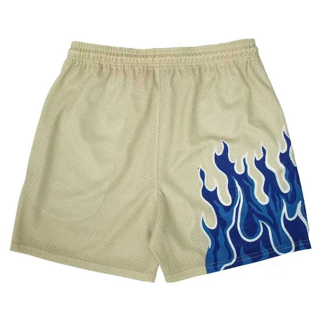 Mesh Breathable Mens Shorts Fitness Basketball Running Quickdrying Shorts Loose Flame Print Fashion Shorts Summer ShortsXJ251025