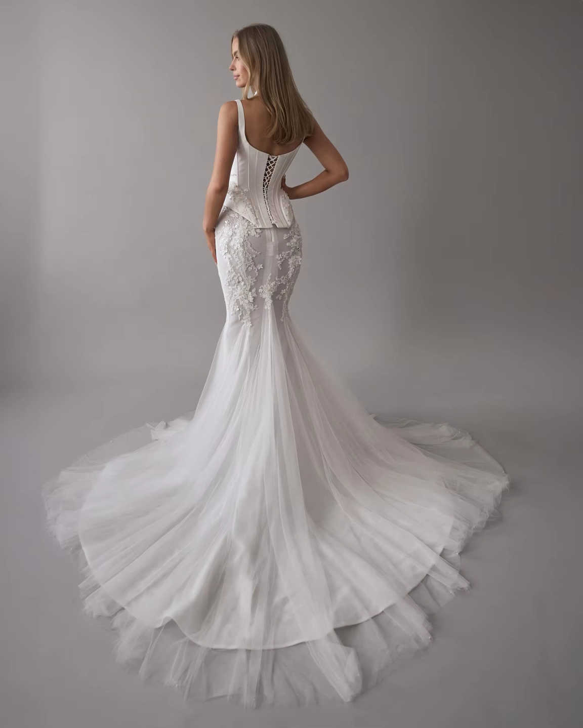 Customize Made Fantastic Sweetheart Mermaid Weddind Dress With Beading Pearls Appliques Trumpet Bridal Gowns