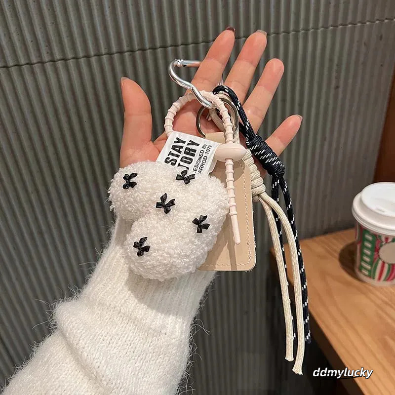 Cartoon Plush Bow Love Keychains For Women Y2k Bag Pendant Couple Car Key Chains Jewelry Gift Decoration Accessories 250430 Ddmylucky