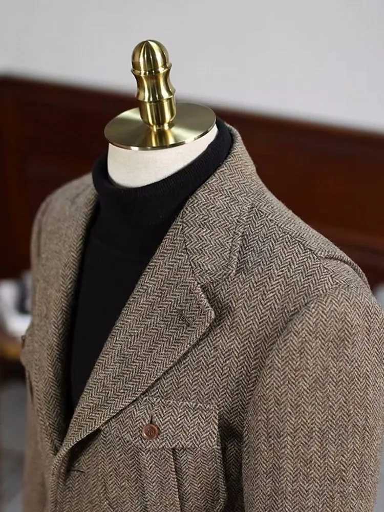 Business Men Multi Pockets Single Breasted Slim Fit Woolen Blends Jacket Office Work Autumn Outerwear Suit Coat Plus Size 5XLT251025