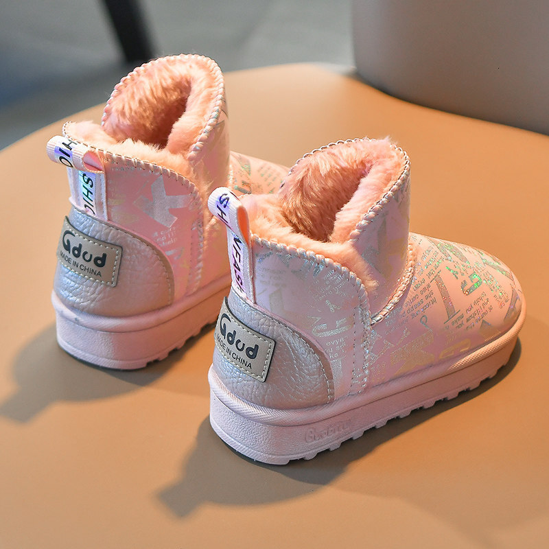 Girl designer fashionable snow boots winter new item wool lining thickened children's boots snow cotton shoes soft soled boys' short boots