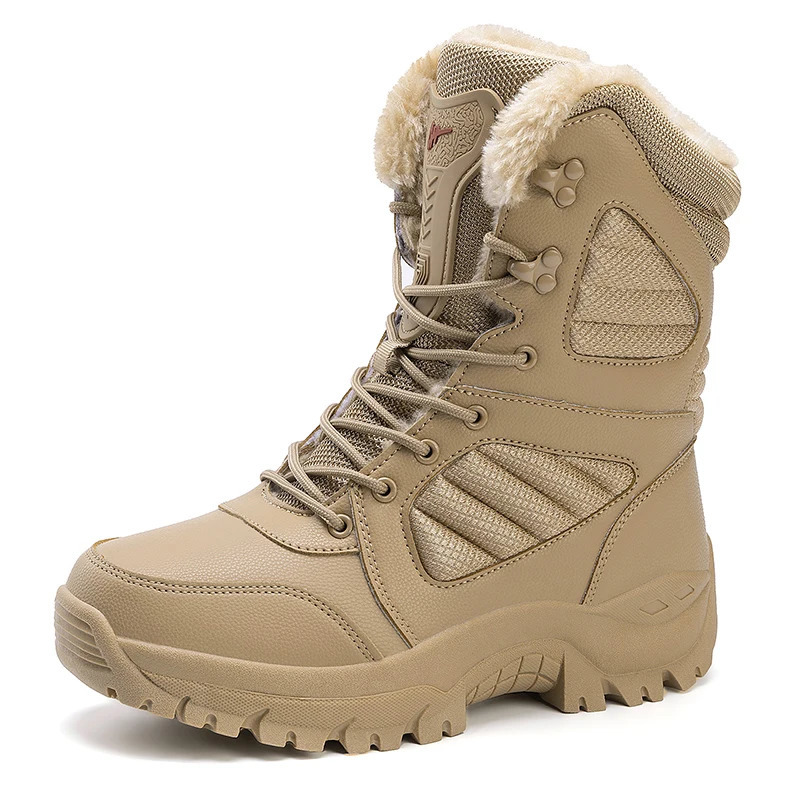 Winter Mens Boots Large Size Plush Warm Snow Boots Outdoor Fashionable Combat Boots Army Boots Classic Black Platform sneaker 251021