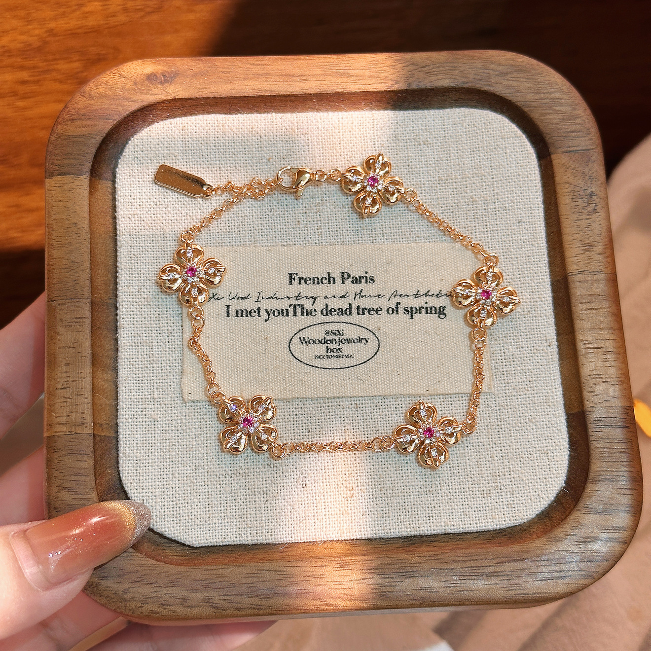 TaiYang New Gold Plated Copper Chinese Style Five-Flower Bracelet, Adjustable Copper Chain with Elegant Clasp for Women