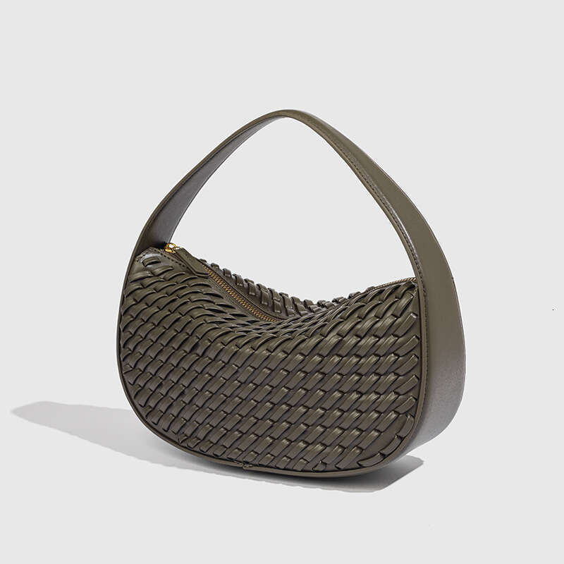 Autumn 2025 New Women's Woven Effect Handheld Zipper Exquisite Versatile Crossbody Bag