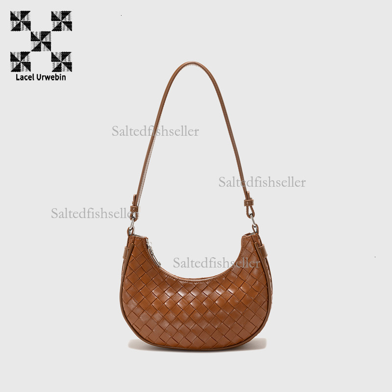 Lacel Urwebin Designer Luxury Knitted Crescent Handbag Fashion New Style Versatile High End Casual Simple Diamond Grid Single Shoulder Crossbody Bag