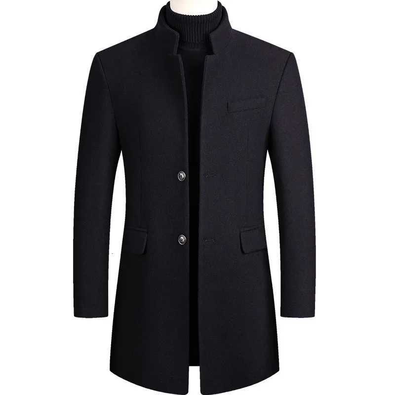 Autumn and Winter Mens Woolen Coat Medium and Long Trench Coat with Cotton and Thickened Mens JacketT251025