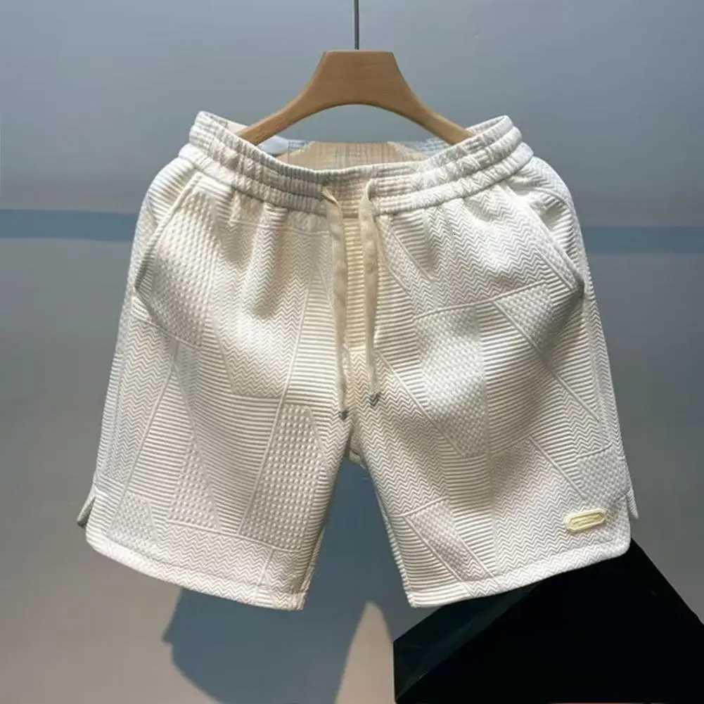 2023 Summer Running Shorts Men Casual Jogging Sport Short Pants Wave Pattern Solid Color Drawstring Loose Dry Gym Sports ShortsXJ251025