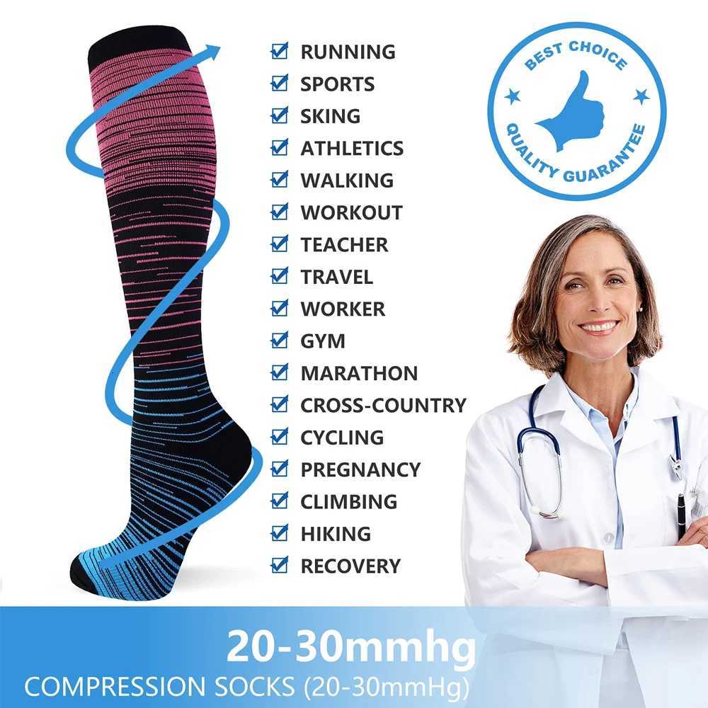 Copper Compression Socks for Men and Women Knee High Sports Socks Running Athletic Medical Pregnancy 6 Pairs 1520mmHg Y251024
