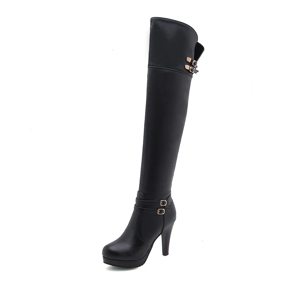 Sgesvier Black High Heels Over The Knee Boots Women Platform Thigh High Boots Autumn Winter Long Boots Shoes Sexy White 251023