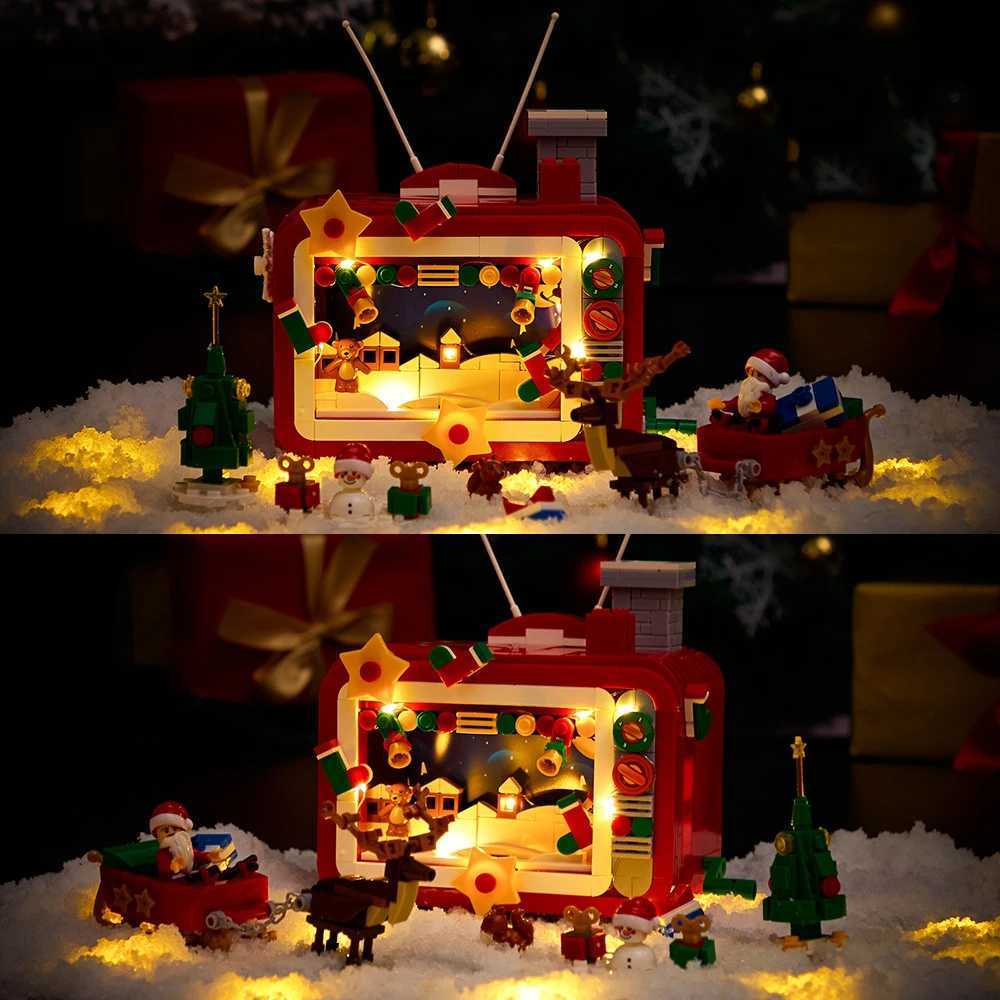 Christmas Gifts Snowy Scene Tv Micro Building Blocks Toy Set Small Particle Bricks Block Childrens Toys Gifts Party Home Decor C251023