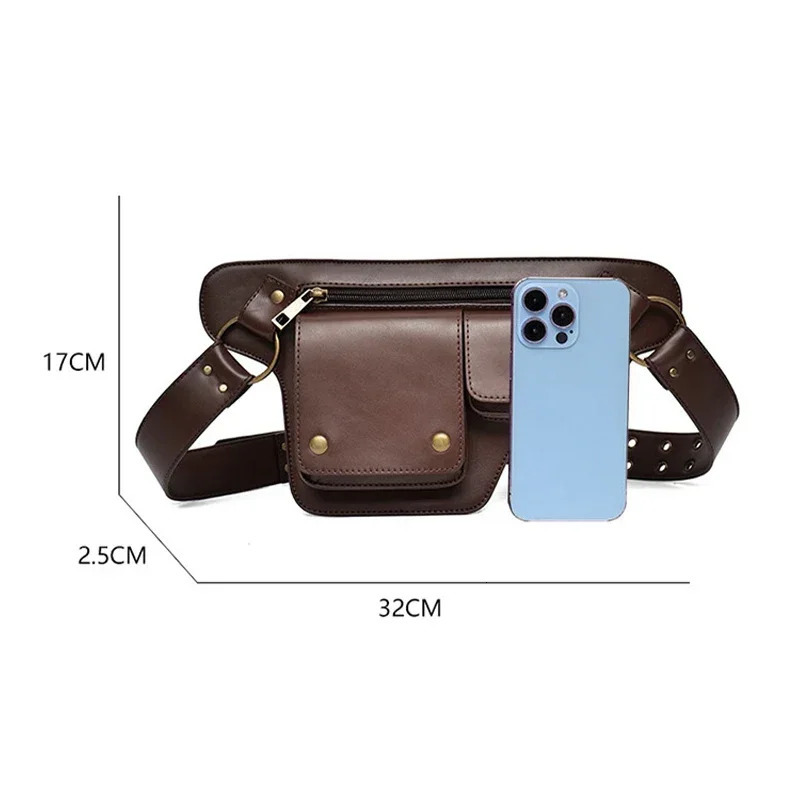 Outdoor Cycling Bag Casual Pu Leather Fanny Pack Sports Waist Bag Shoulder Bag MultiFunction Storage Bag Retro Mobile Phone Bag 251023