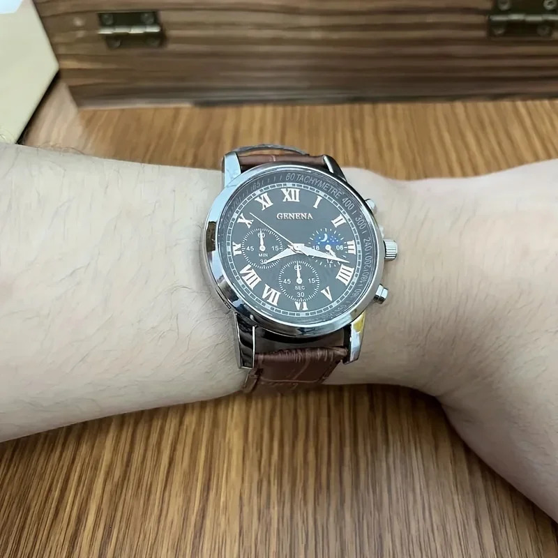 Men Business Watches Fashion Leather Strap Round Dial Males Analog Quartz Wristwatch Reloj HombreWithout Box 251023