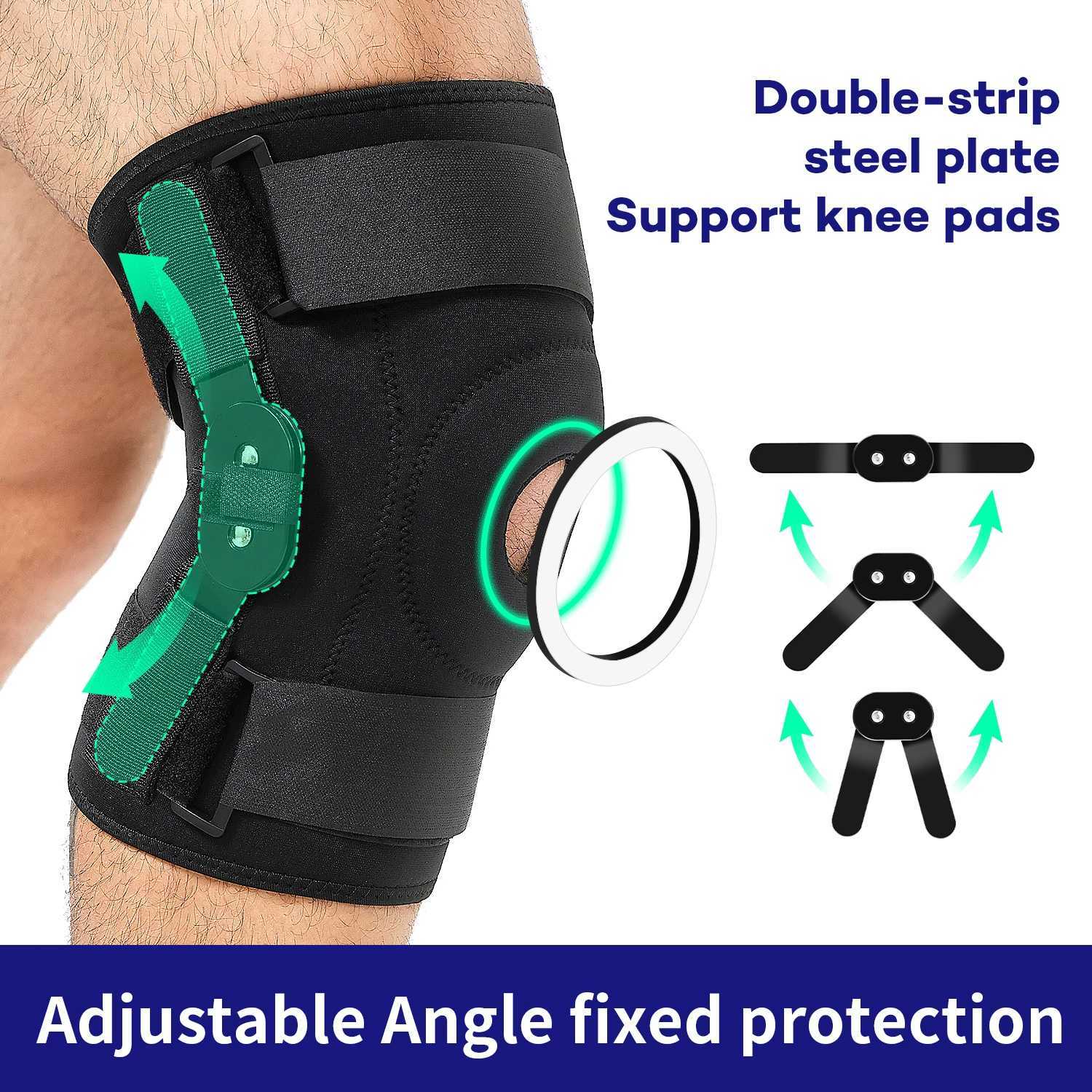 1PCS Professional Sports Safety Knee Support Brace Patella Knee Pads Hole Sports with Metal Plate Black Y251024