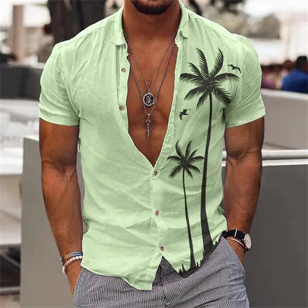 Coconut Hawaiian Shirt Mens 3d Print Casual Beach Mens Shirt Streetwear Mens Oversized Shirt Top Summer Short Sleeve 251023