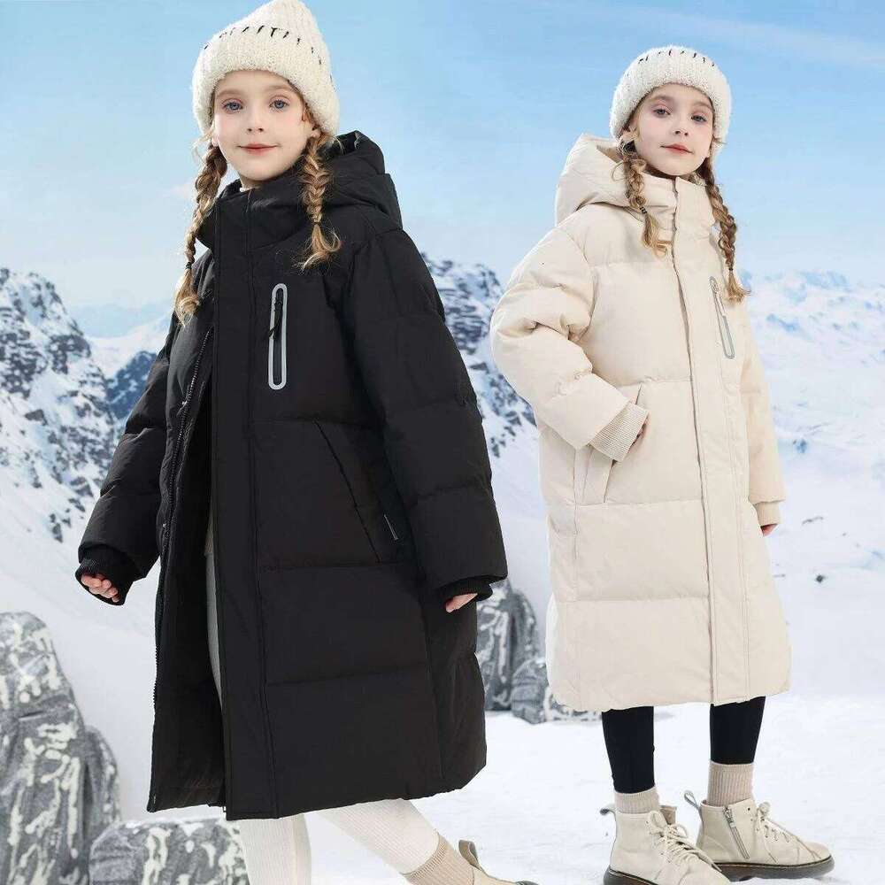 Kids Down-Filled Jacket Winter Long Knee-Length Plus Size Heavy Insulation Coat Off-Season