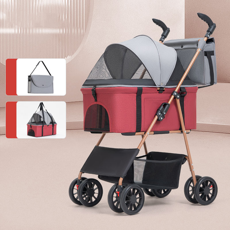 Portable folding pet stroller for small and medium-sized dog owners going out