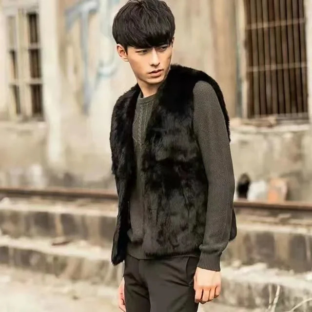 Man s HighGrade Vest Mens Winter Warm Fur Vest Whole Skin Real Rabbit Fur Outside Coat JZ190 251020