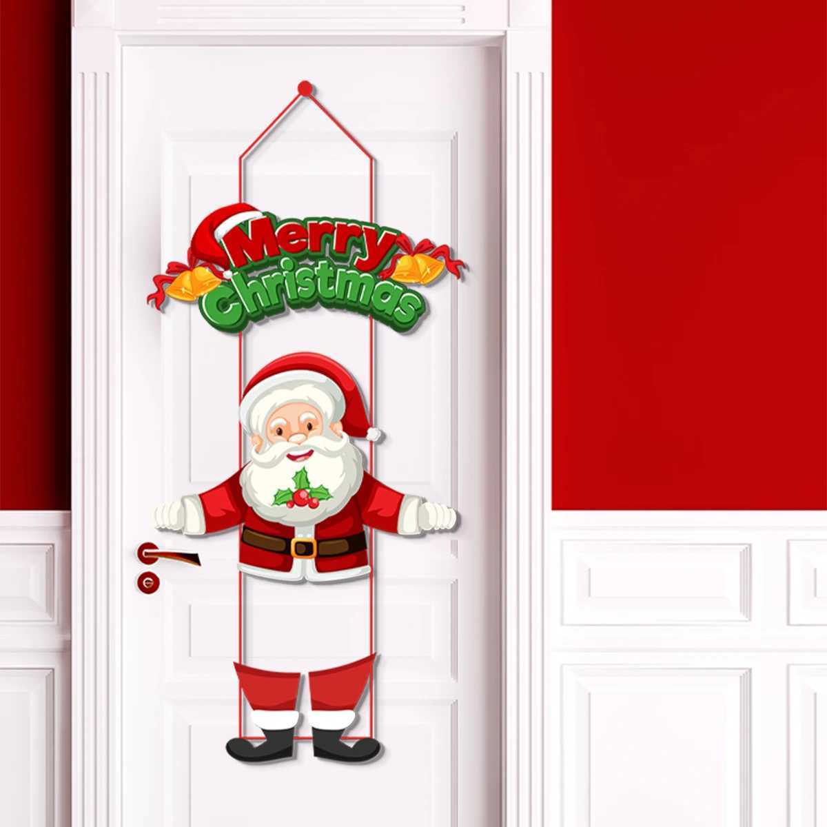 Merry Christmas Hanging Flag Porch Door Banner Santa Claus Snowman for Home Ornaments Door Decoration Supplies New Year Decor C251024