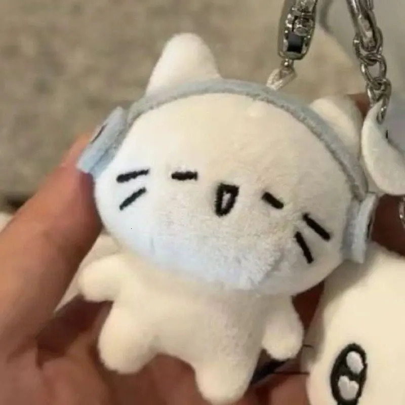 Cute Headphones Kitten Keychain Women Men Mini Crying Cat Couple Keyring Cartoon Soft Charms Bag Pendant Fashion Decoration Gift 251021
