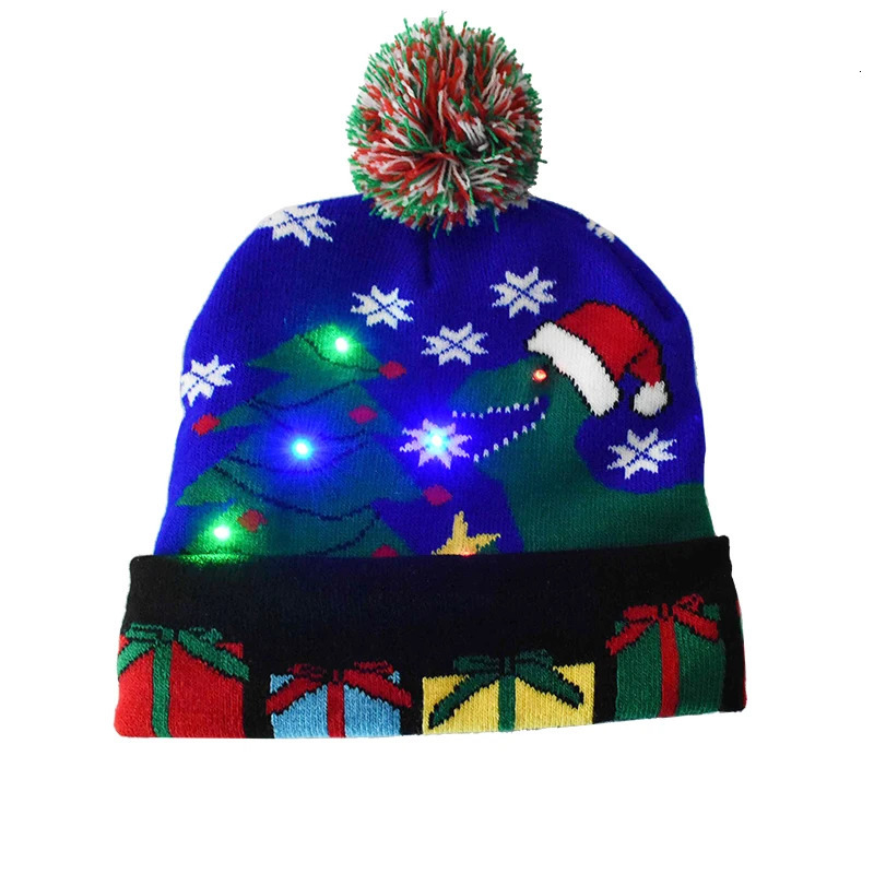 Flashing Led Light Christmas Hat Snowman Winter Warm Color Knitted Cap Merry Christmas Gift For 2026 Year Xmas Party Decor 251023