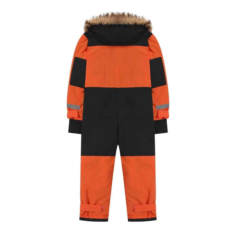 Children's Winter Windproof Warm Outdoor Skisuits Fleece Hooded One-Piece Ski Suit Fashion Skiing Snowboarding Wear
