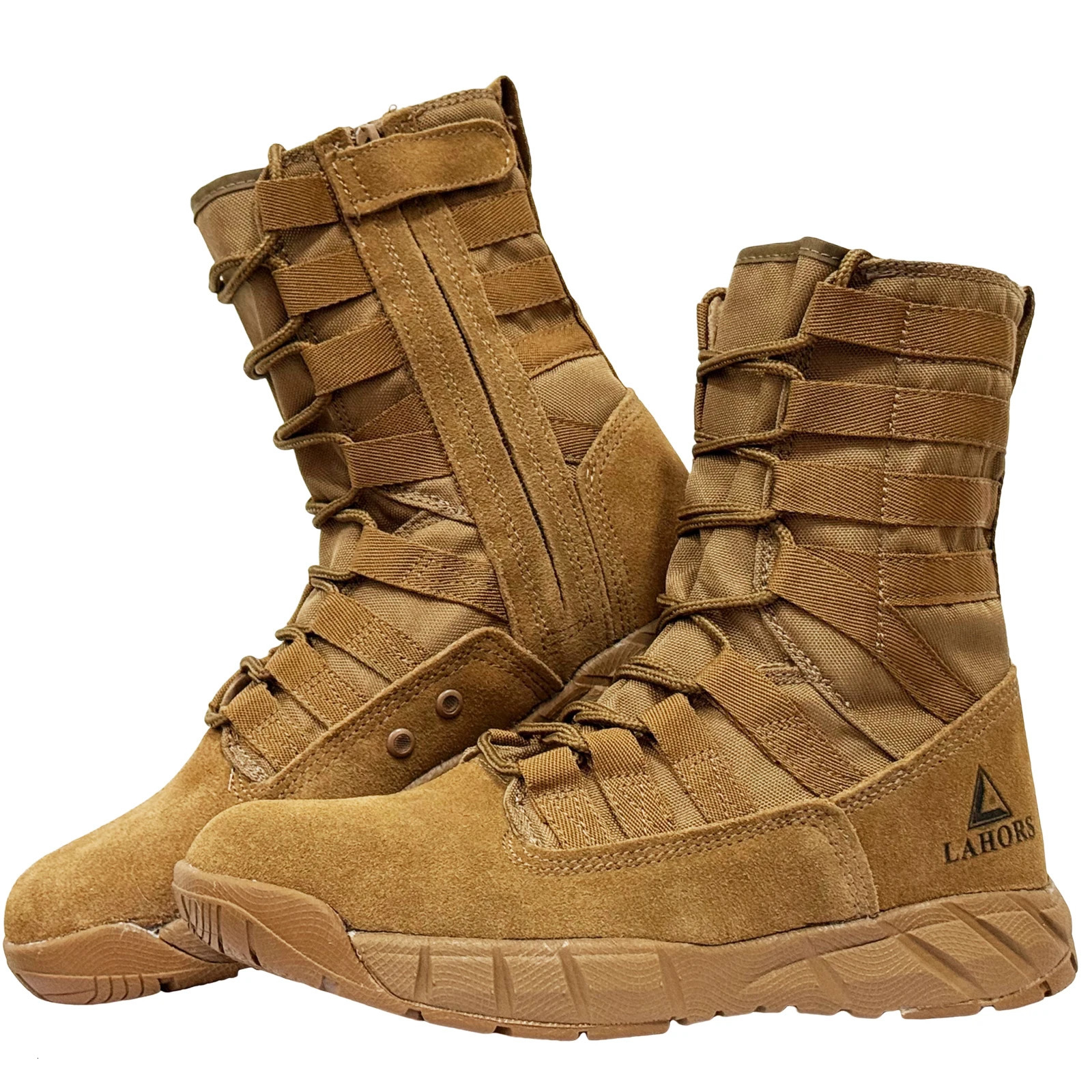 LAHORS Lightweight Suede Leather Tactical Combat Boots Men Outdoor Hiking Desert Army Shoes Breathable Male Ankle Boots Man made 251023