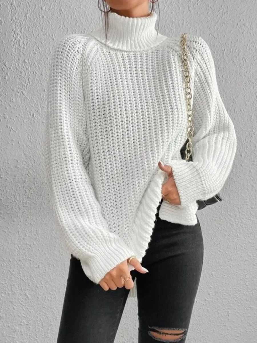 Turtleneck Y2k Kintted Sweater Women Split Crochet Jumper Top Egirl Pullover Spring Autumn Winter Thick Sueter Work JumpersT251025
