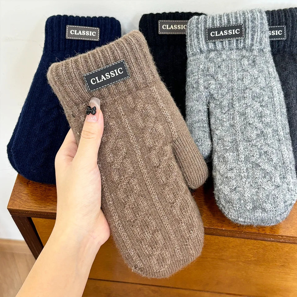 Mens Windproof Thermal Gloves Knitted Business Coldproof Double Layer Thickened Fleece Lined Professional Touchscreen Compatible 251021