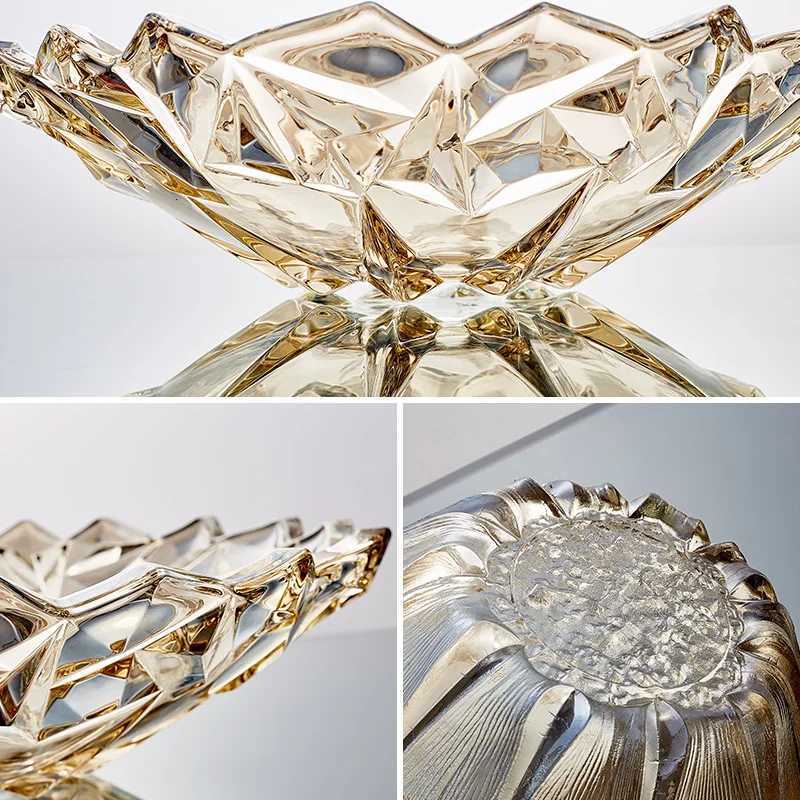 Crystal Fruit Plate Living Ro Coffee Table Dining Ro Decoration Household Snacks Dried Fruit Plate Desktop Ornaments Y251025