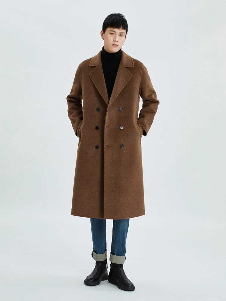 HighEnd Mens Coat 100 Pure Wool Winter Thickened Outerwear Coat DoubleBreasted Trendy Coat Fashionable AllMatch Trench CoatT251025