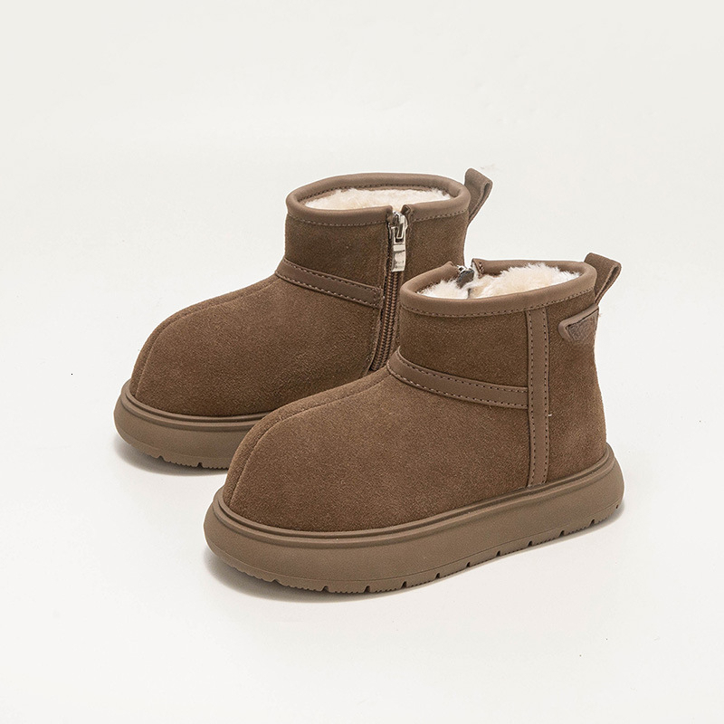 Designer Fashion Girl Snow Boots Winter Children's Warm Boys Wool Lined Thick Cotton Boots Big Toe Cotton Shoes