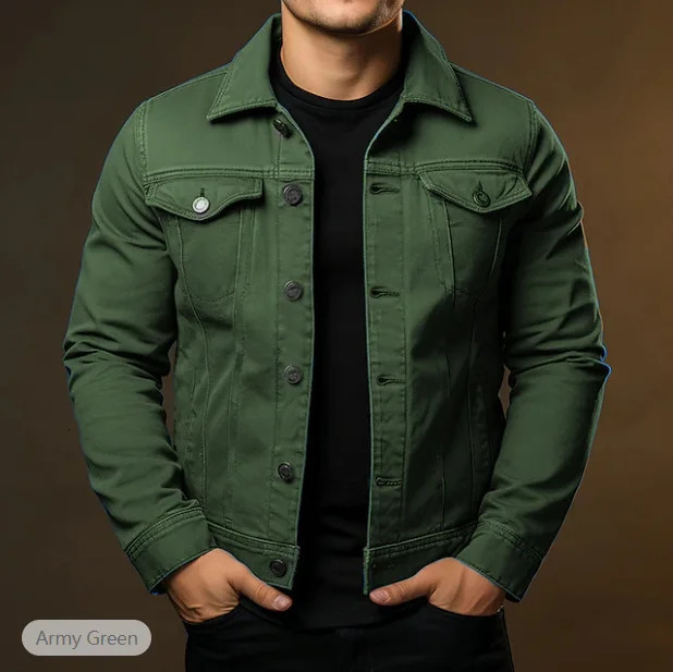 Fashion Casual Spring Autumn Turn Down Collar Outwear Cotton Jeans Jacket for Men Black Denim 251017