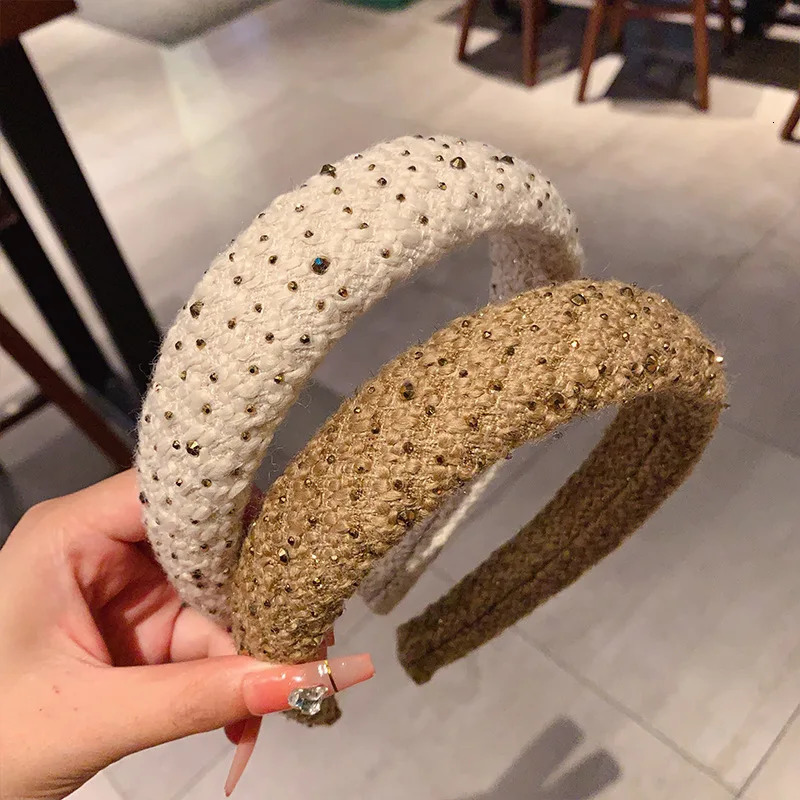 French retro plush rhinestone wide edge sponge hair accessories hoops headband for women high cranial top hair clips headbands 251023