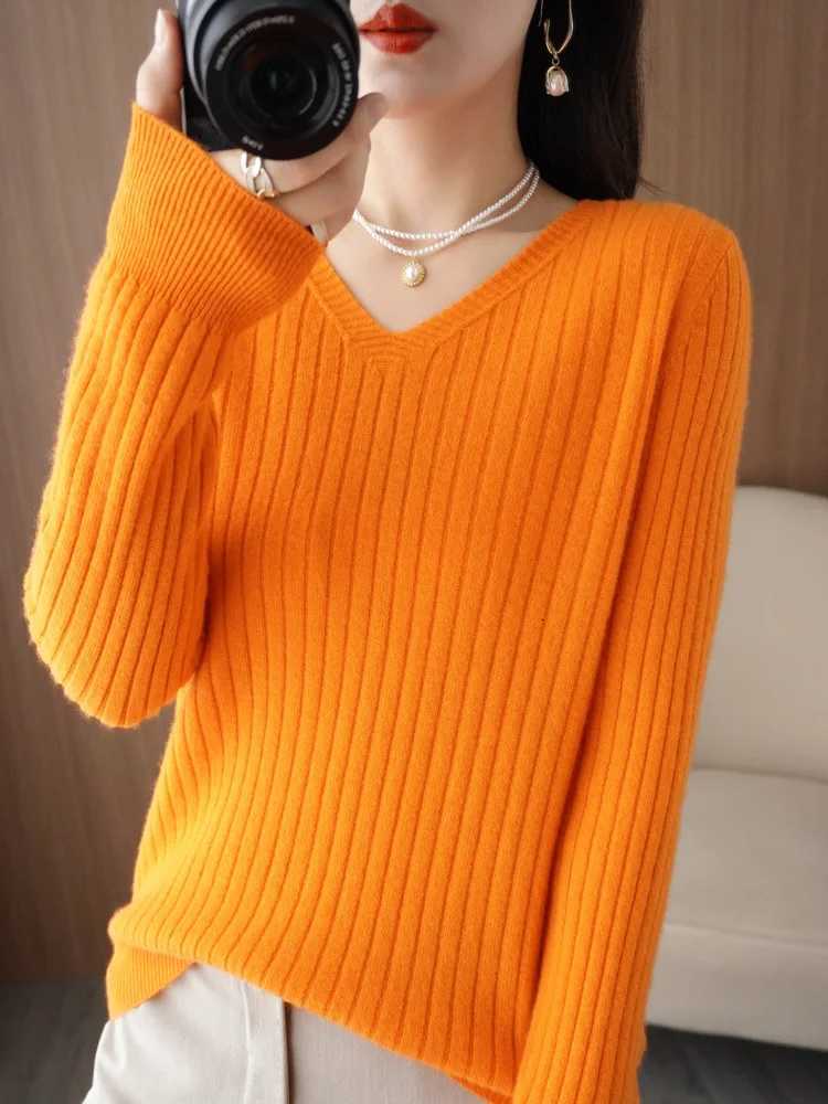 Sweater Women Autumn Winter Women Sweaters Fashion Vneck Cashmere Sweater Women Knitted Sweater Pullover 2022New TopsT251025