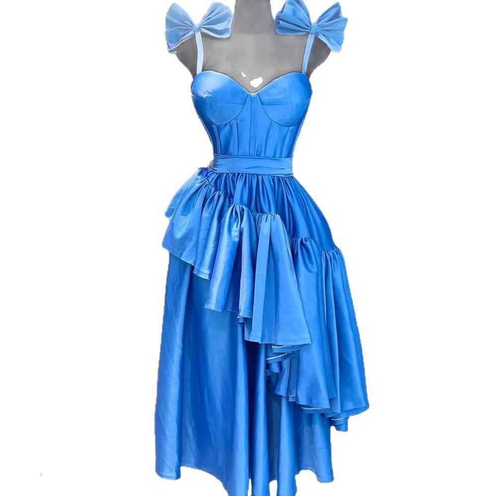 Designer's fashionable new waist tied bow sexy dress African women's clothing