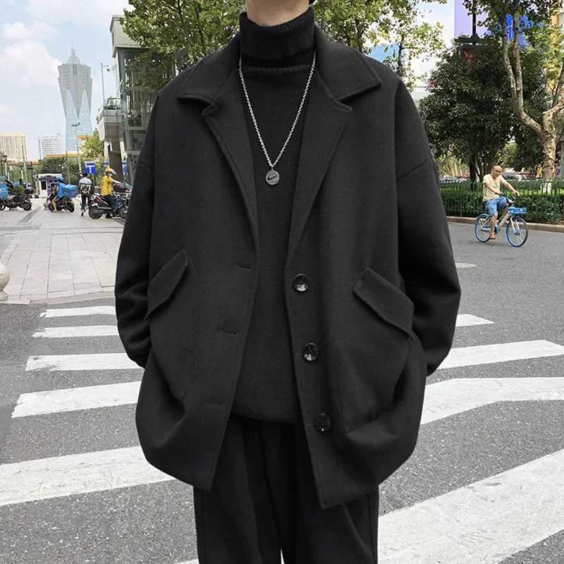 Blends Men Casual Cropped Outwear Autumn Winter Korean Style Fashion Handsome Design Leisure Streetwear Harajuku Allmatch MujerT251025