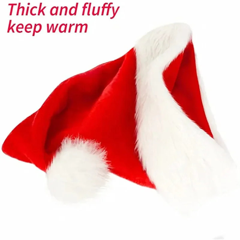 High Quality Christmas Xmas Soft Hat Santa Claus Red Short Plush Noel Hat Merry Christma Decor Gift Happy Year 2026 251023