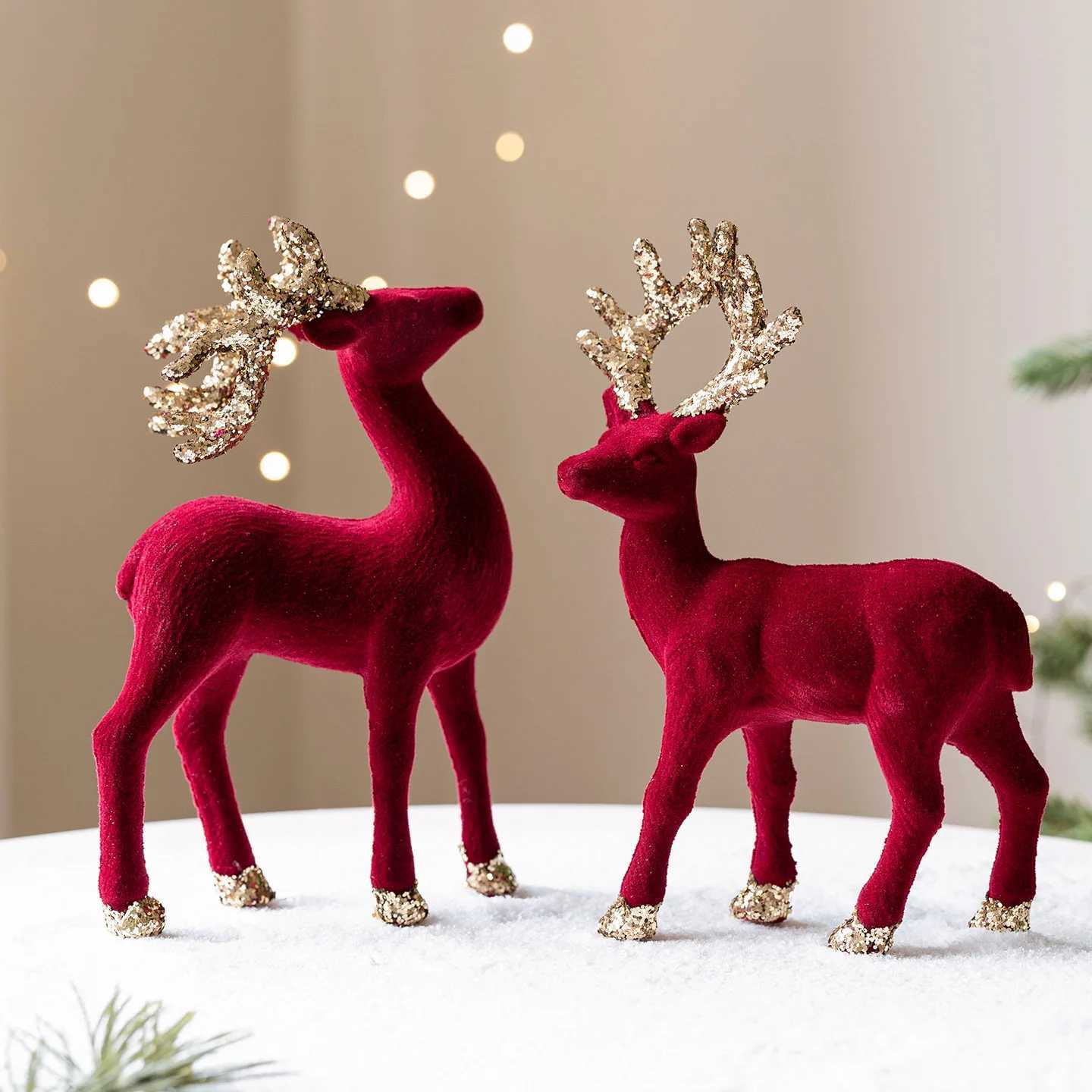 12PCS Christmas Reindeer FamilyGlitter Christmas Deer Family Holiday Decoration Window Display Scene Atmosphere Matching C251024