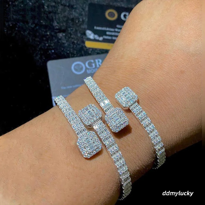 Fashion Bangle Bracelet Sterling Sier, Baguette Cut Style - Statement Jewelry For Couples Ddmylucky