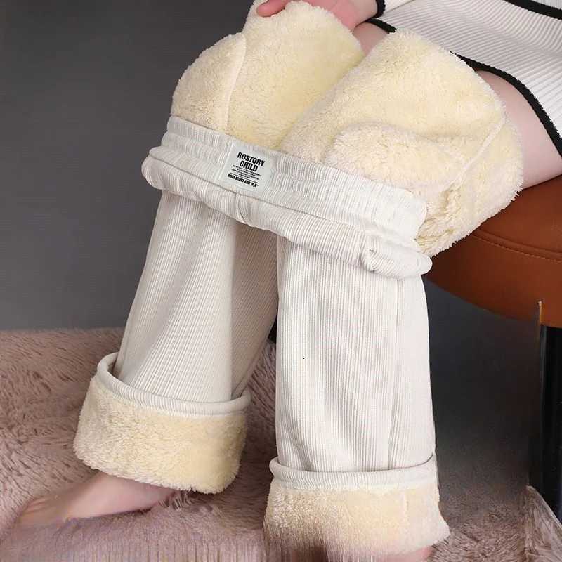 2023 Winter New Velvet Thickened Womens Pants Wide Leg Pants Womens Casual Lamb Velvet Womens Pants TrendT251025