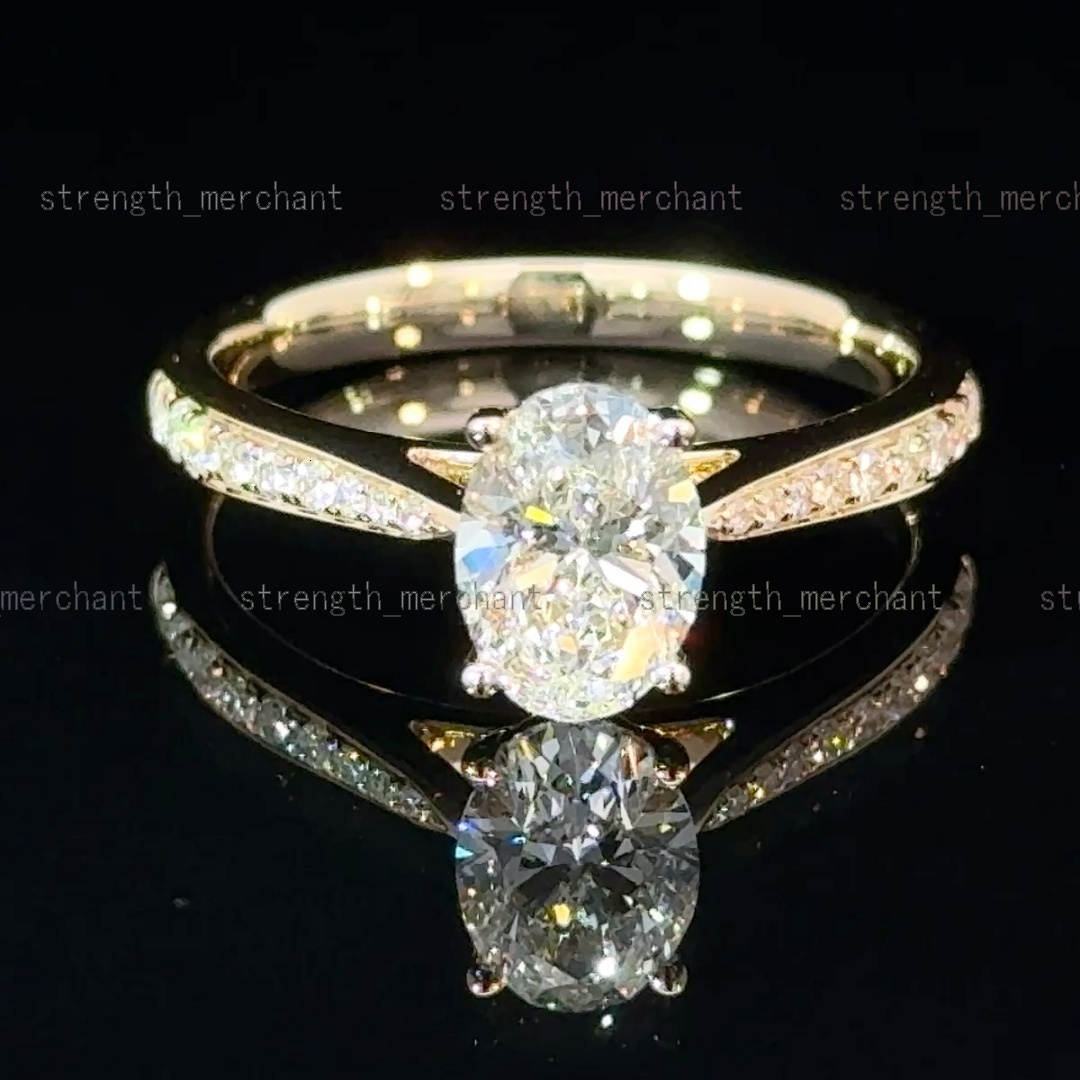Customizable Solitaire Oval 1ct4CT White Gold 14K18K IGI Certified CVD HPHT Lab Grown Diamond Ring for Women Engagement Wedding