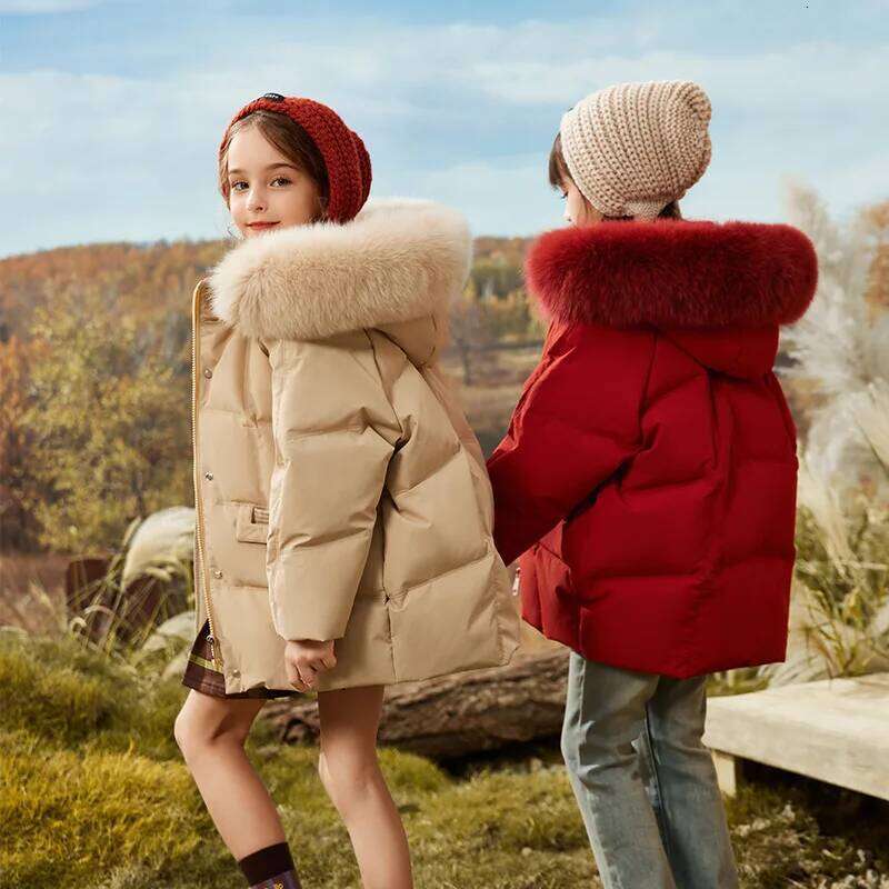 Winter Children Girls Hooded Waterproof Thick Warm Teenage Girl Down Jacket Coat 5-12 Years Kids Parkas