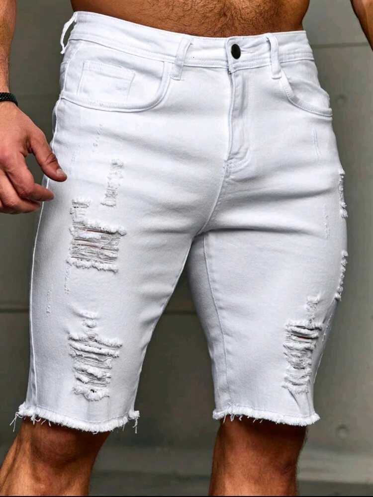 New Summer Mens Slim Ripped Denim Shorts Casual Fashion Streetwear Stretch Washed Male Shorts Soft Breathable Hole Short JeansXJ251025